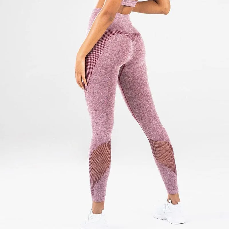 High Waist Breathable Mesh Panel Sports Leggings