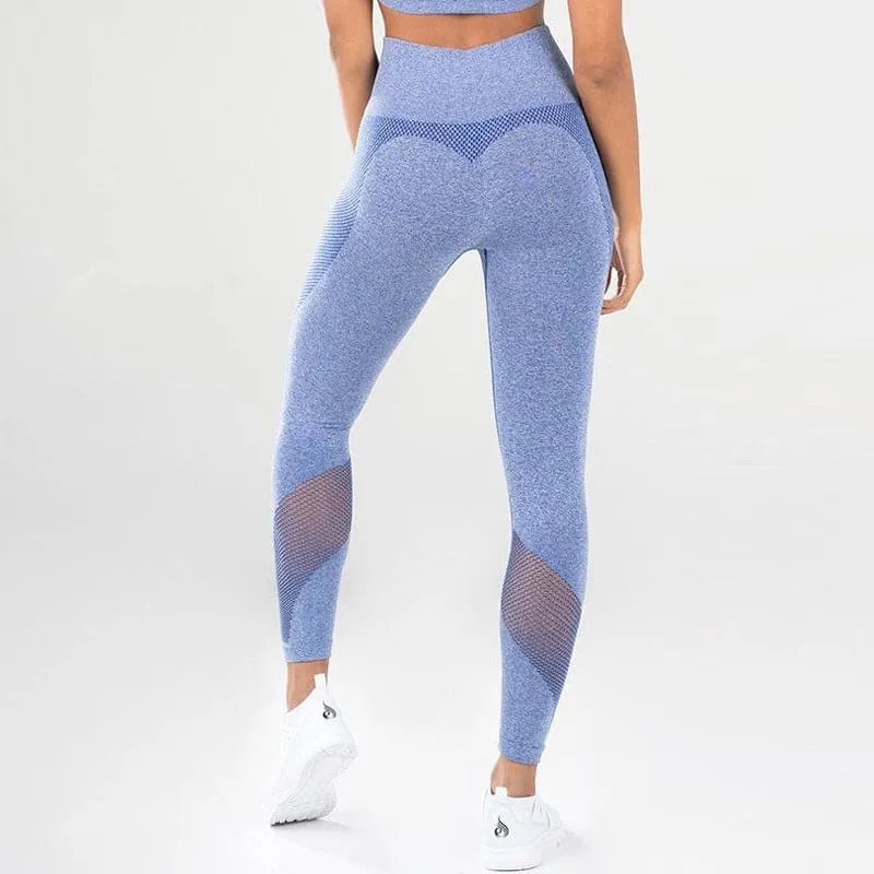 High Waist Breathable Mesh Panel Sports Leggings