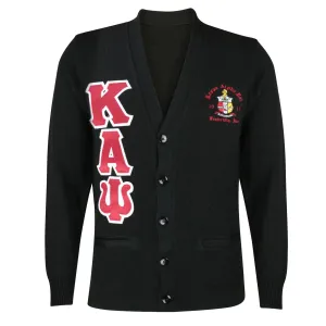 Kappa Alpha Psi Greek Letter Cardigan Sweater (Vintage Black)