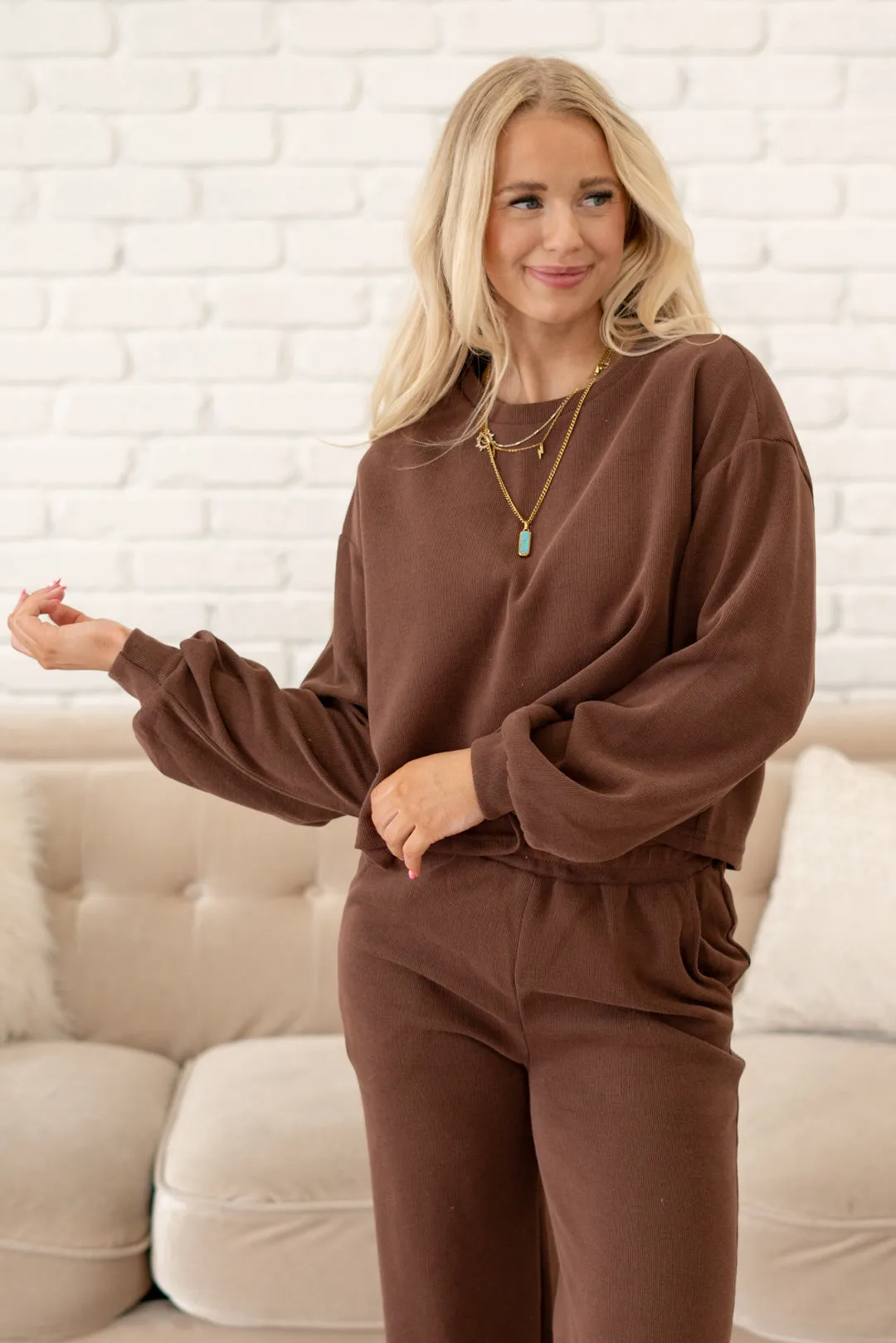 Knit Sweat Top and Pants Athleisure Lounge Sets