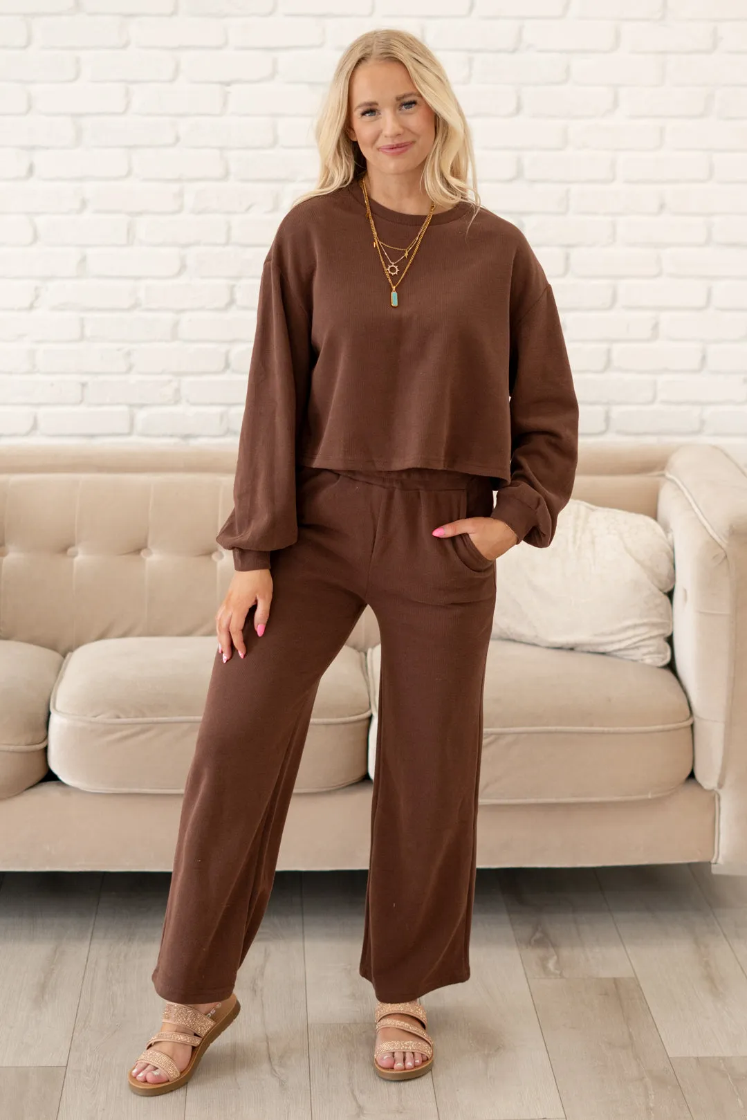 Knit Sweat Top and Pants Athleisure Lounge Sets