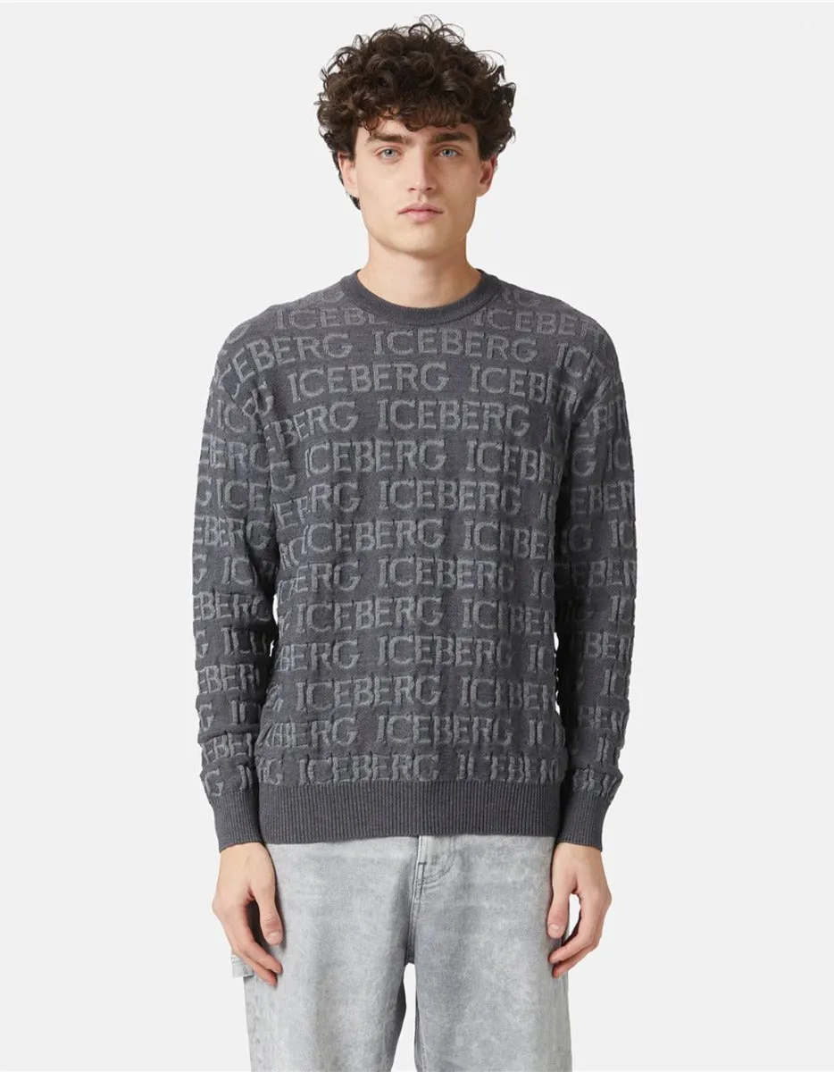 Knitted Text Sweatshirt (Grey) - I23A00270108961