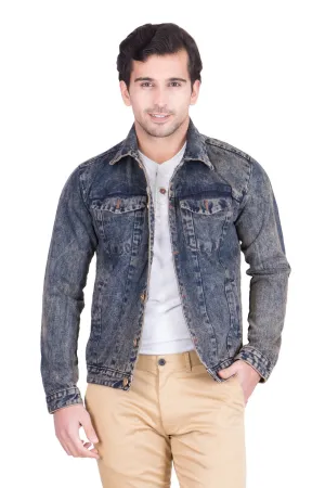 Krossstitch Full Sleeve Brown Cloud Wash Men's Denim Jacket with Brass Button