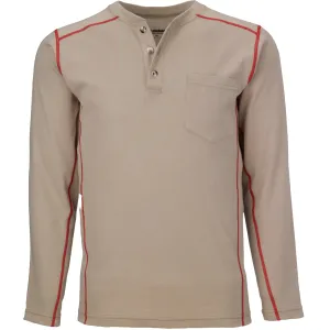 LAKELAND HSAT20 FR Long Sleeve Henley Knit Shirt, Khaki, 1 Each