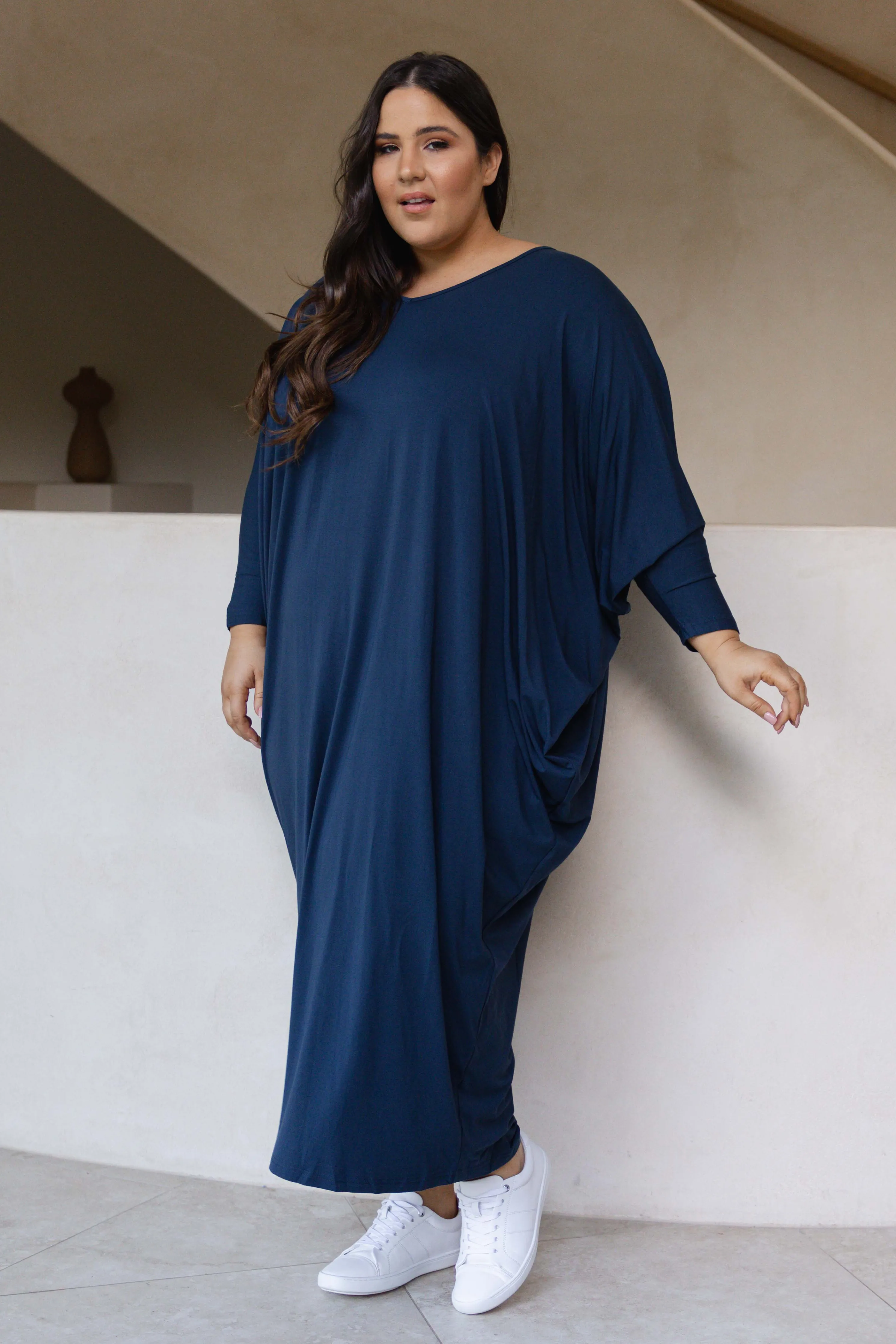 Long Sleeve Maxi Miracle Dress | Navy