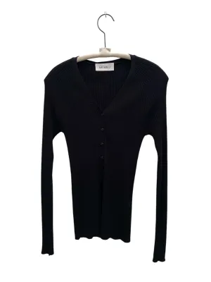 LONG SLEEVE RIB KNITTED V.NECK HENLEY STYLE