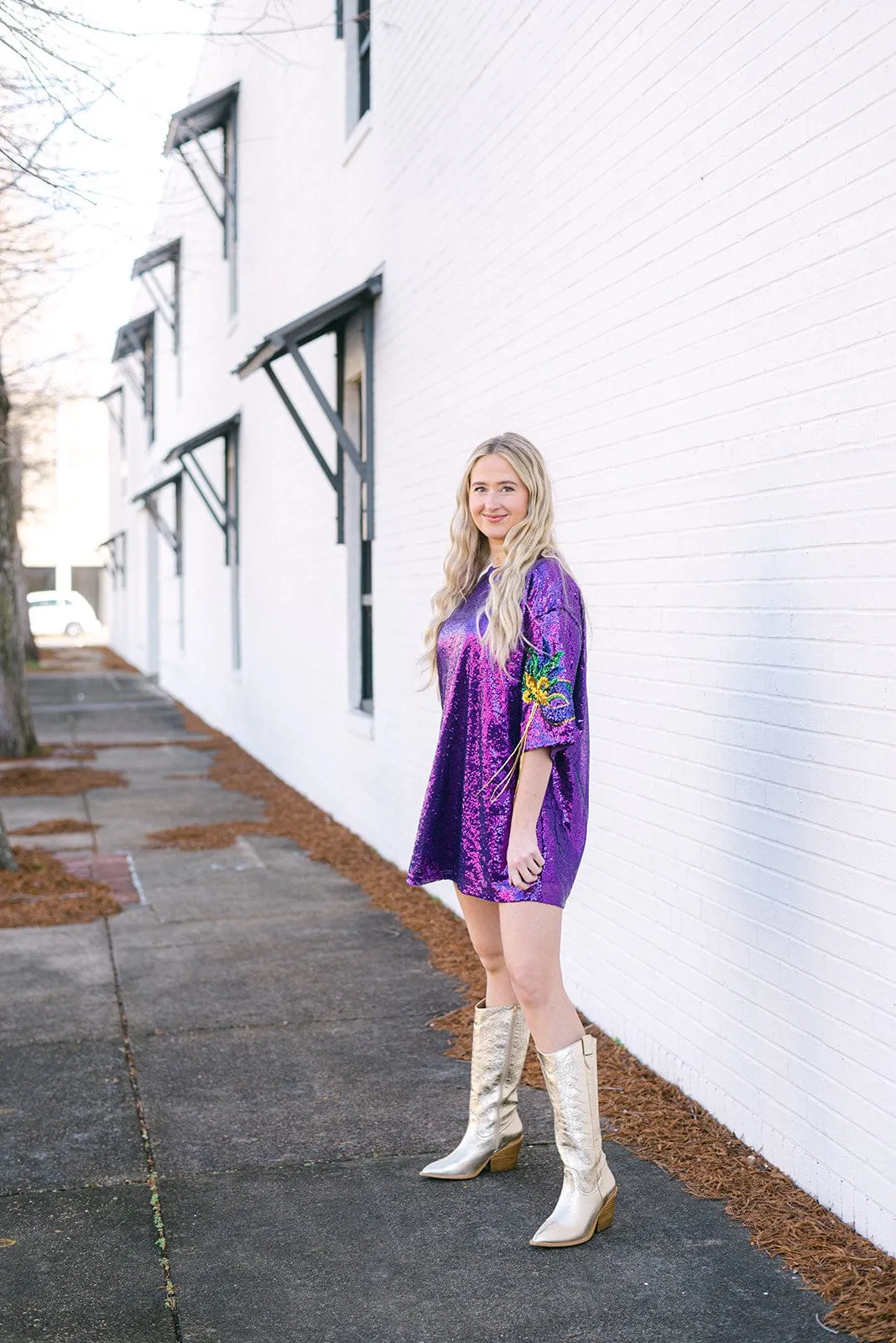 Mardi Gras Mask Purple Sequin Dress