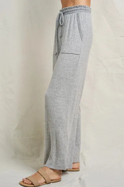 Maronie Grey Lounge Set | Twist Front Top   Wide Leg Pants