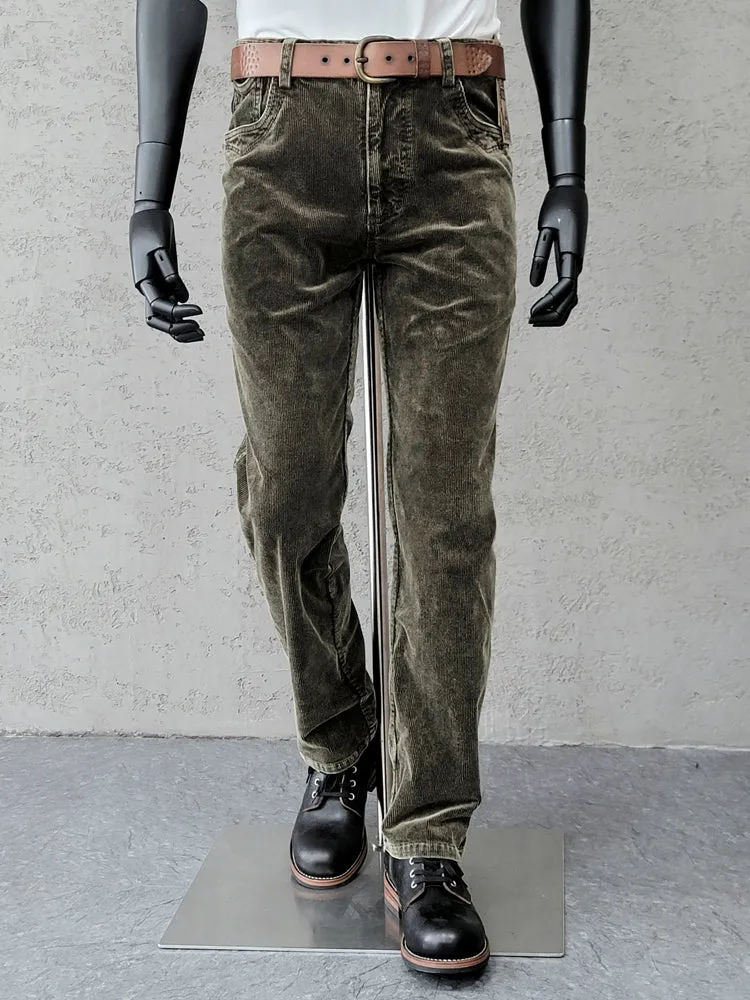 Men's Brown Corduroy Straight Pants