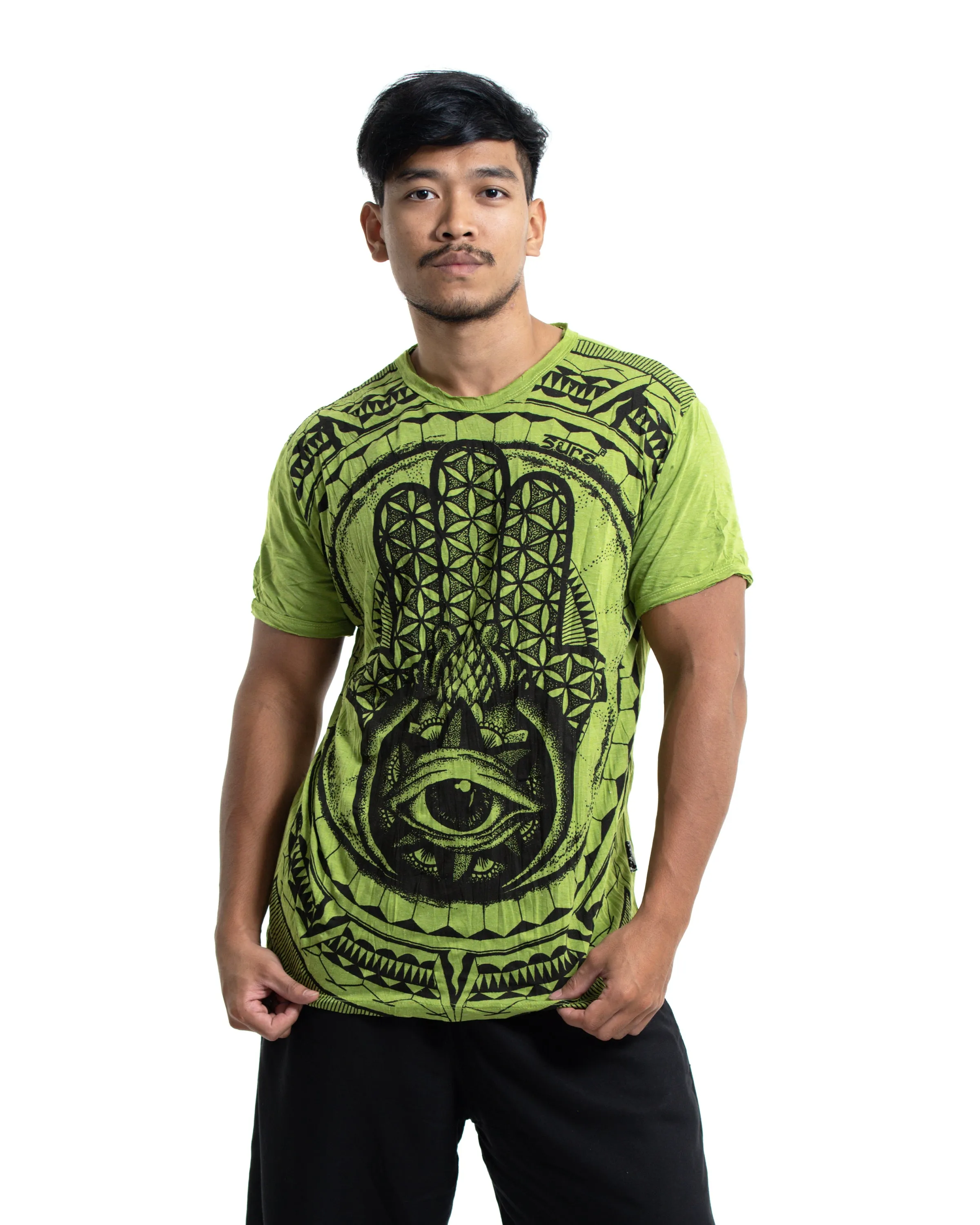 Mens Hamsa Eye T-Shirt in Lime