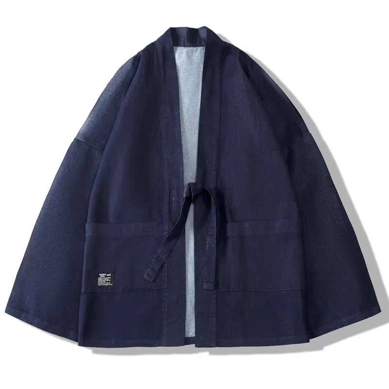 Men's Loose Fit Denim Kimono Jacket