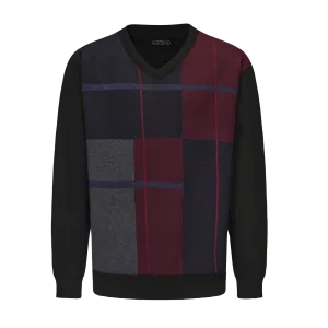 Men's V-neck Plaid Knitted Sweater