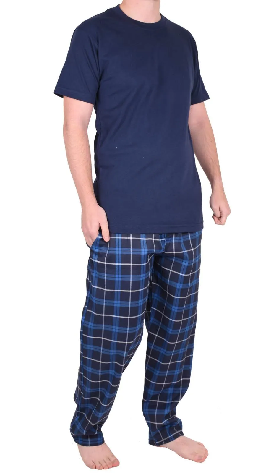 Mens Woven lounge Cotton T-Shirt Pajama Set