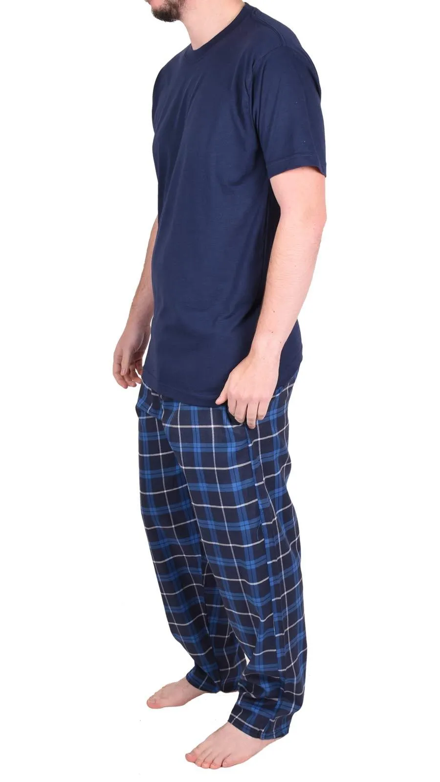 Mens Woven lounge Cotton T-Shirt Pajama Set