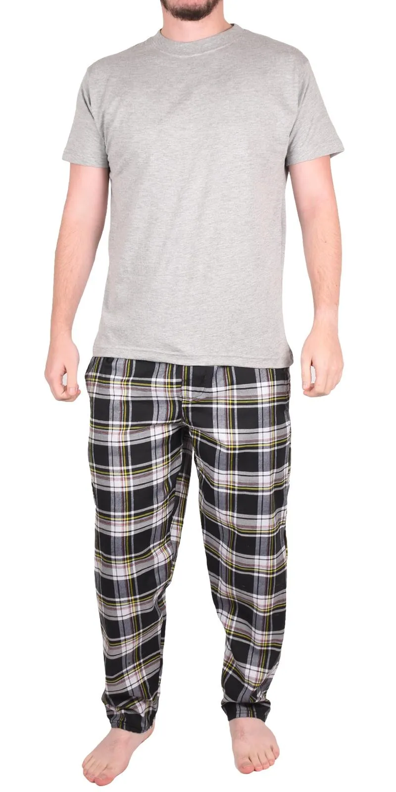 Mens Woven lounge Cotton T-Shirt Pajama Set