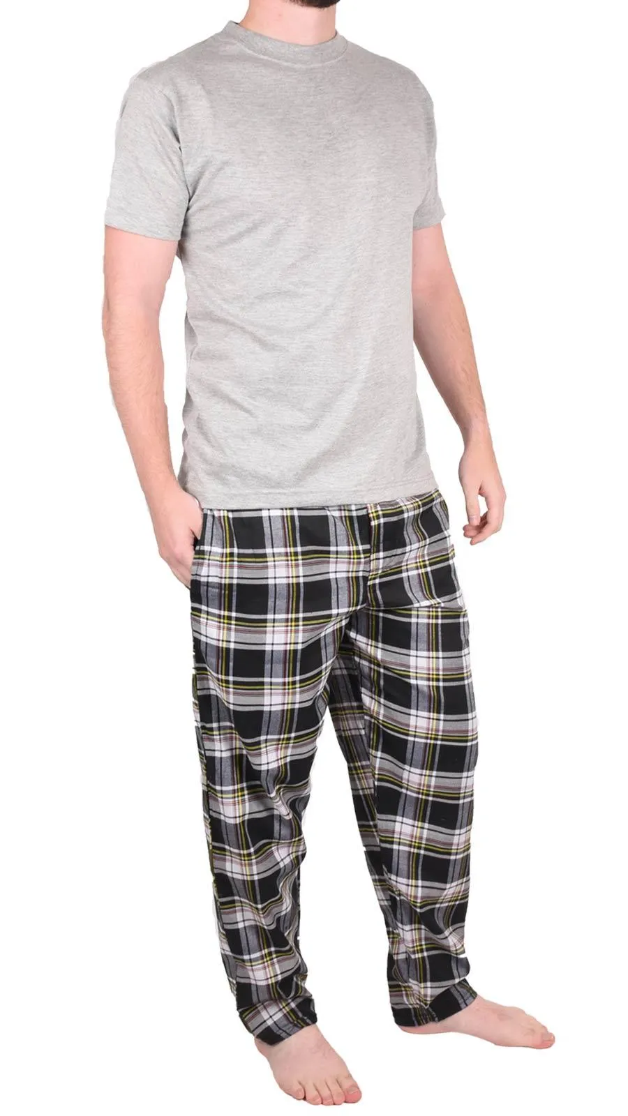 Mens Woven lounge Cotton T-Shirt Pajama Set