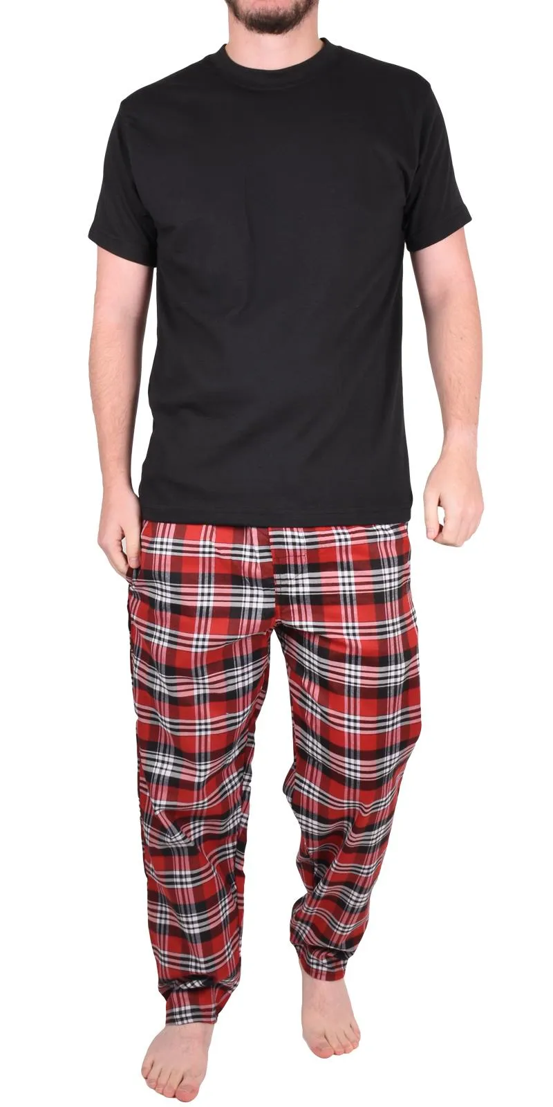 Mens Woven lounge Cotton T-Shirt Pajama Set