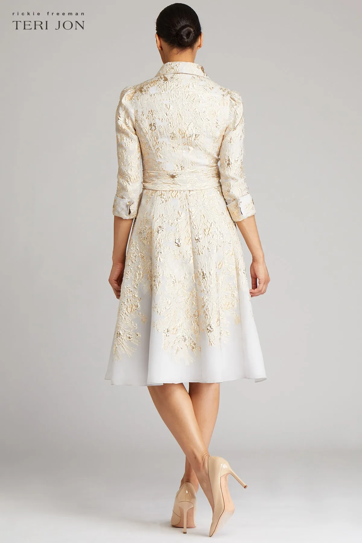 Metallic Jacquard Shirtdress