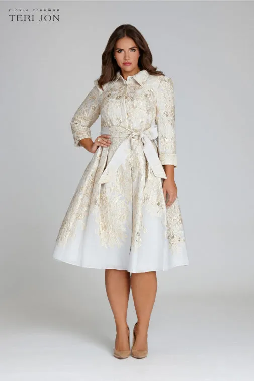 Metallic Jacquard Shirtdress