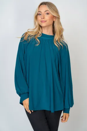 Mock-Neck Flowy Blouse