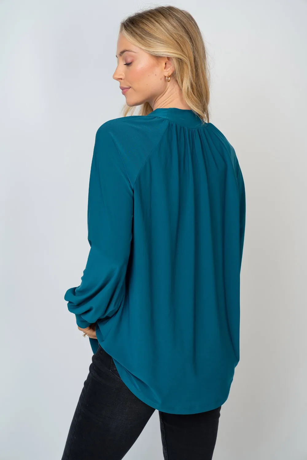 Mock-Neck Flowy Blouse