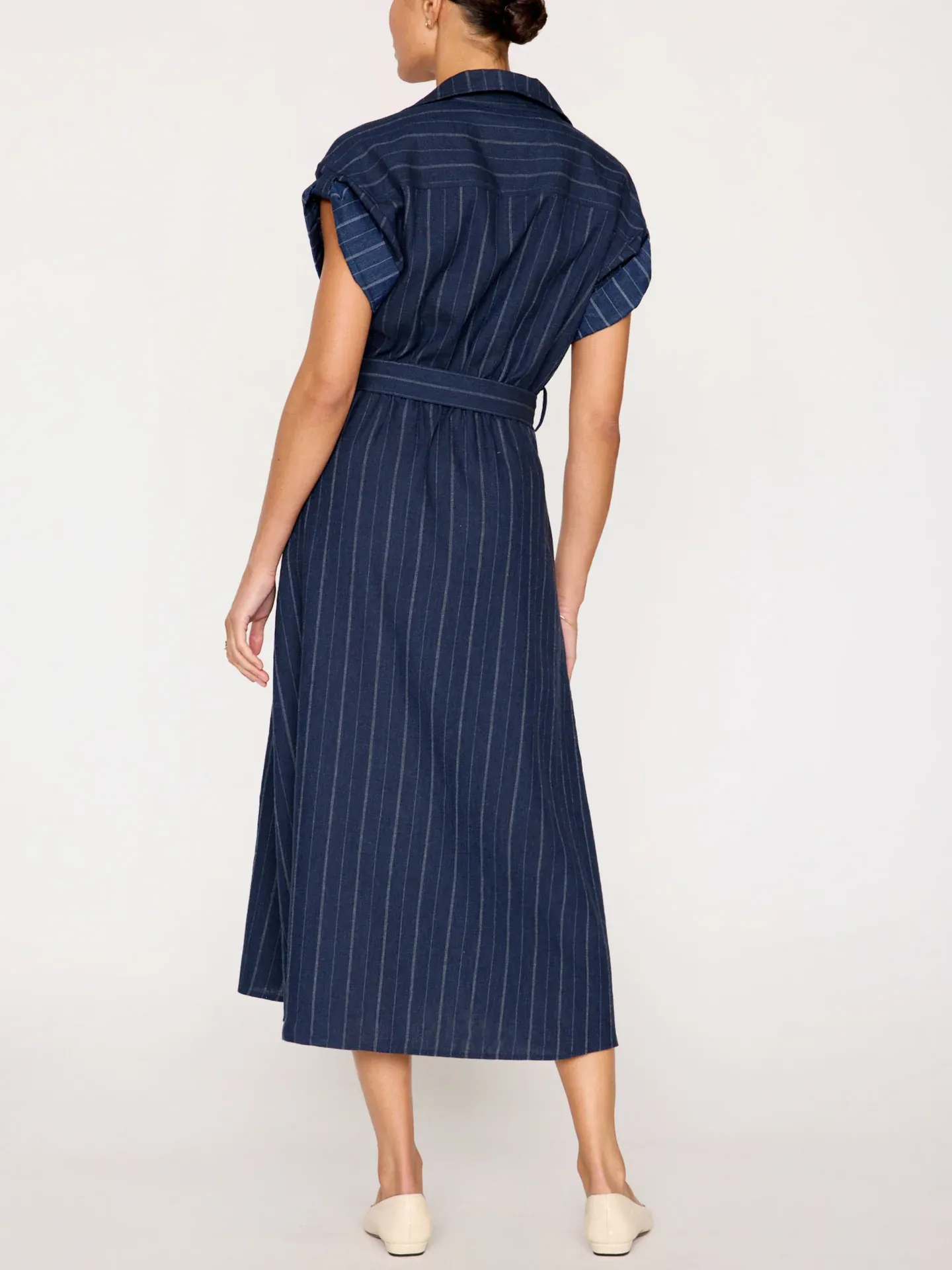 NLS3998np Brochu Walker Fia Belted Stripe Dress