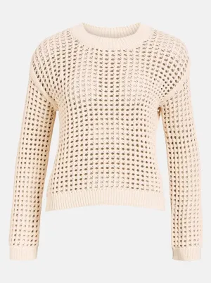 OBJCHARLIE L/S KNIT PULLOVER NOOS | SANDSHELL