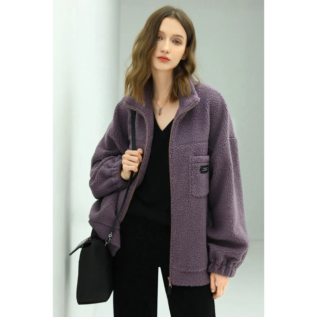 Oversized Lavender Fleece Jacket