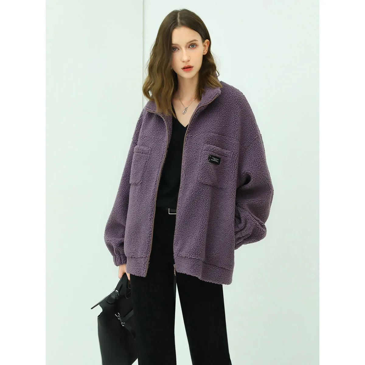 Oversized Lavender Fleece Jacket