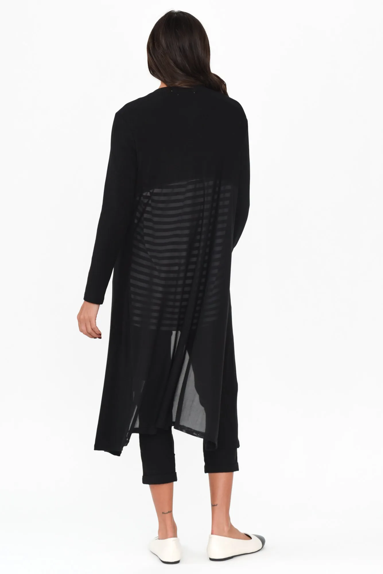 Pearlie Black Longline Cardigan