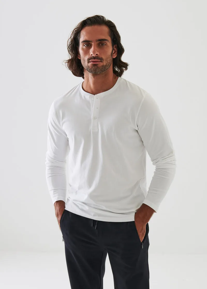 pima cotton stretch henley - WHITE