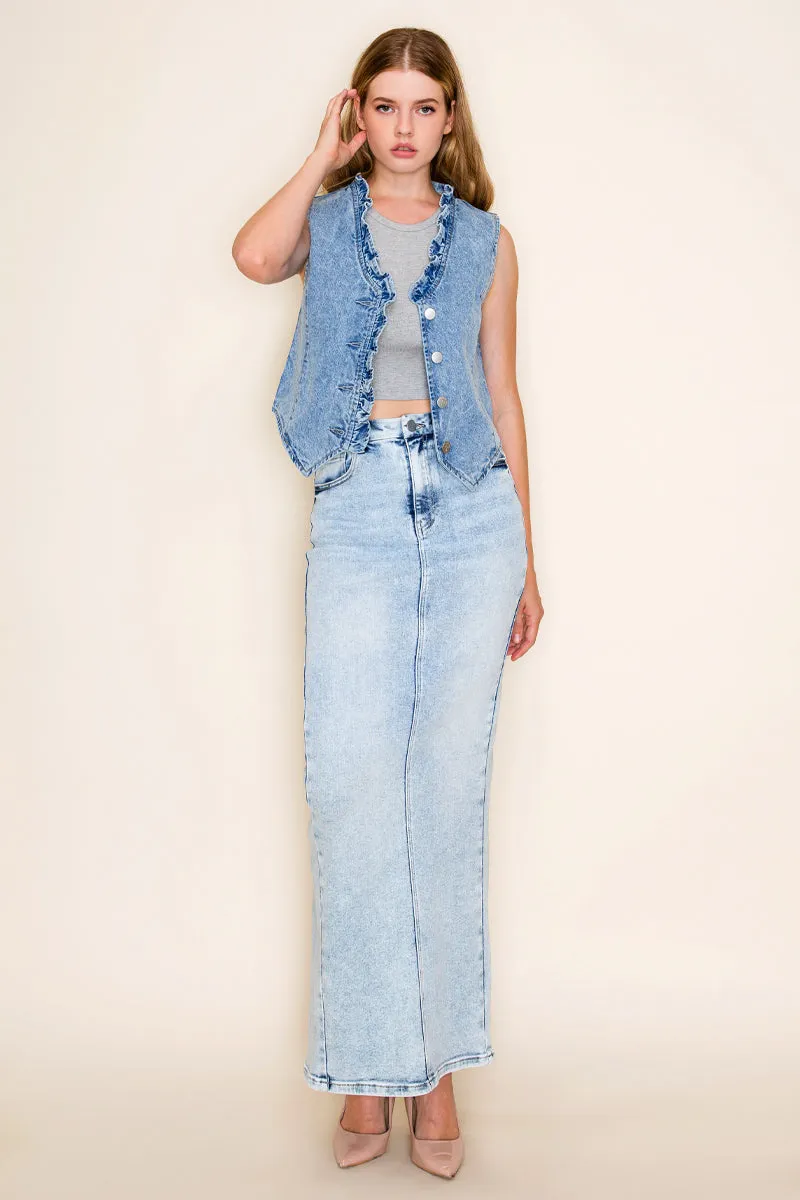 RUFFLE DENIM VEST