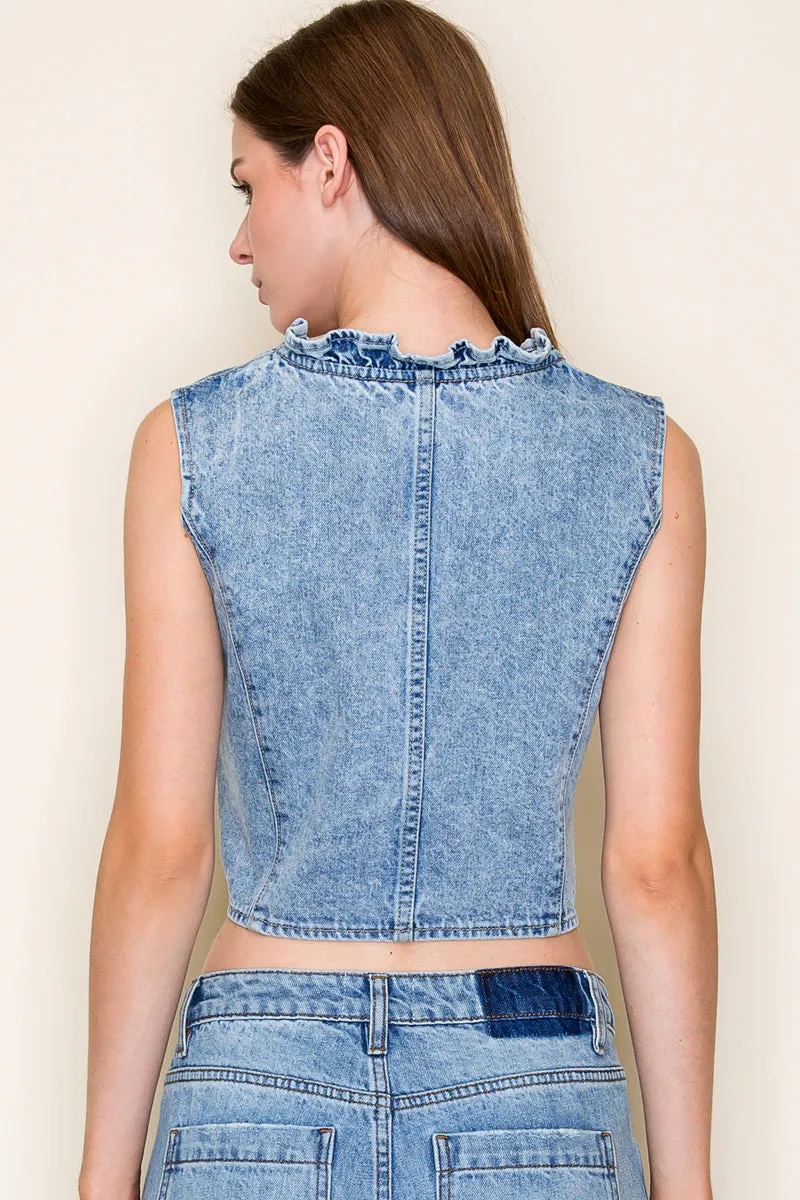 RUFFLE DENIM VEST