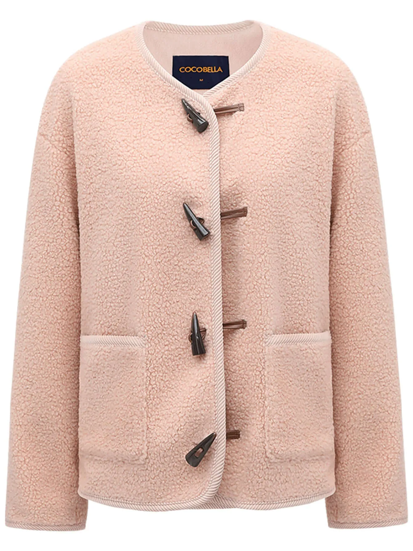 Salmon Pink Retro Plush Fleece Jacket