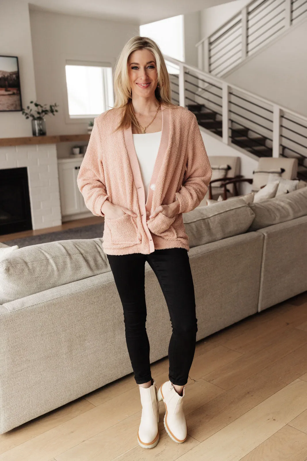 Start The Trend Cardigan Jacket in Blush