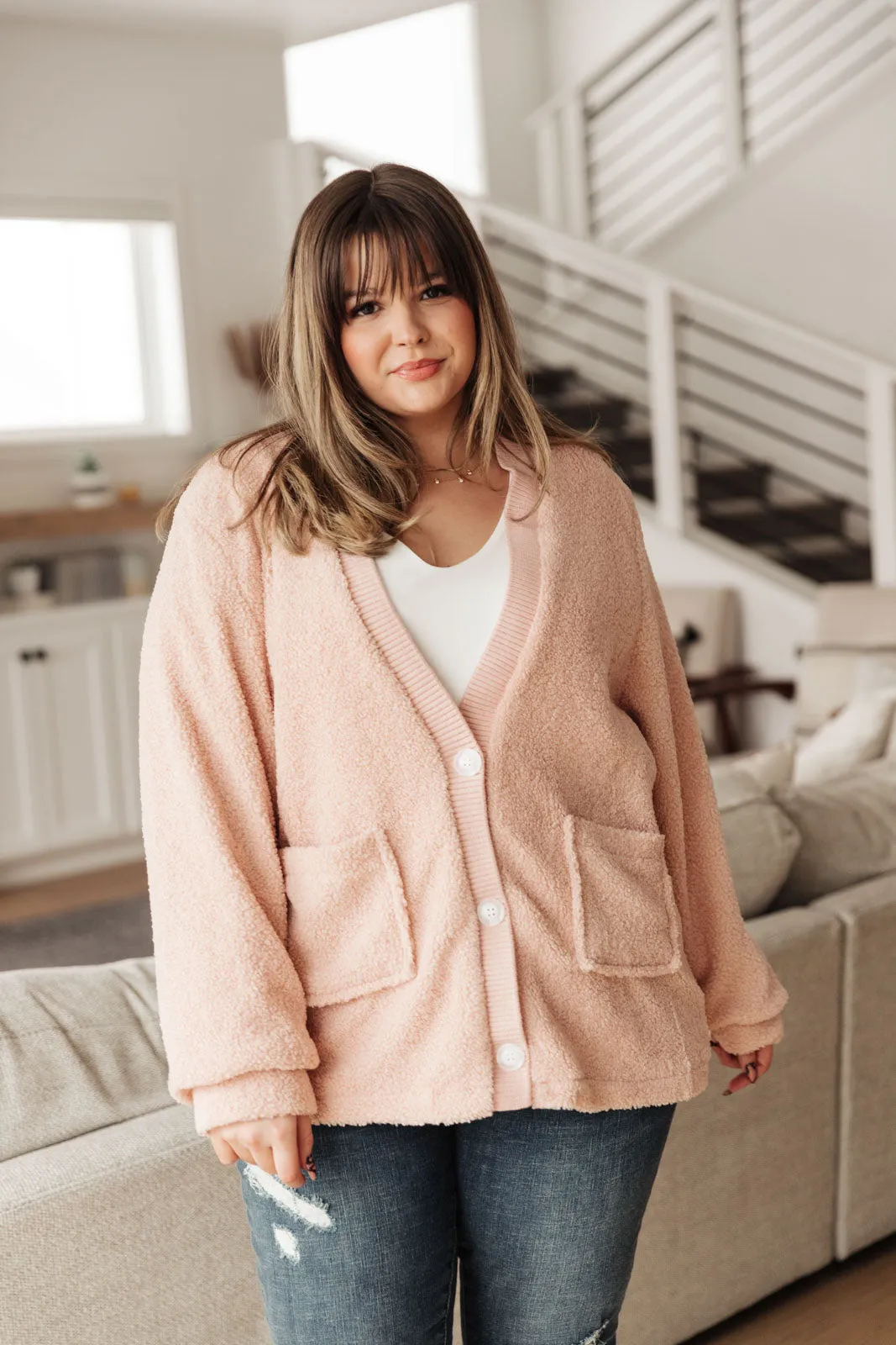 Start The Trend Cardigan Jacket in Blush