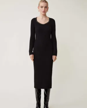 Suncoo Ciliana Black Ribbed Jumper Dress