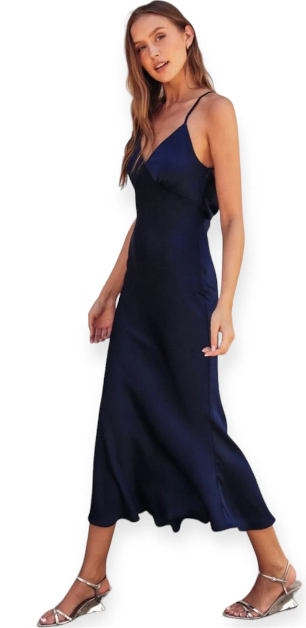 Sunila Satin Maxi Dress- Dark Navy