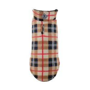 Tan Bias Plaid Fargo Fleece Reversible Pet Jacket