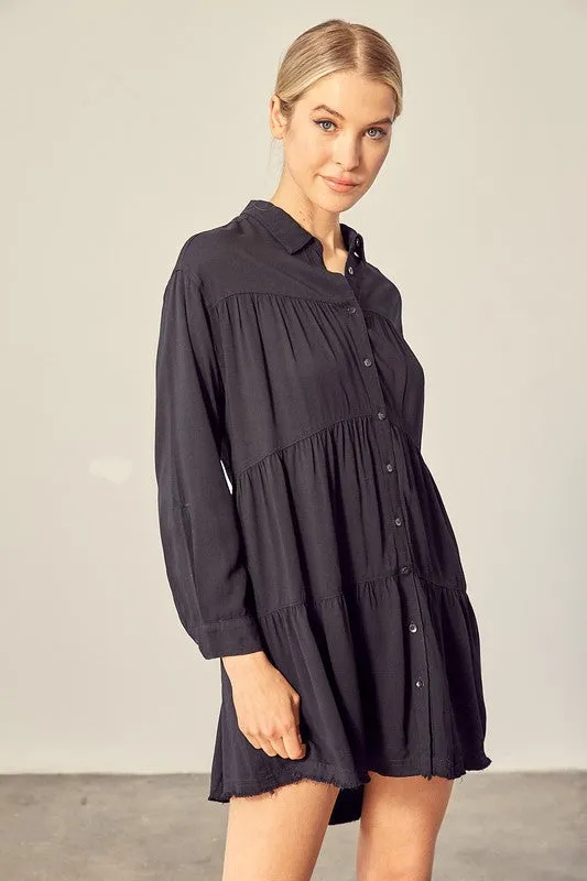 TEEK - Tiered Mini Shirtdress