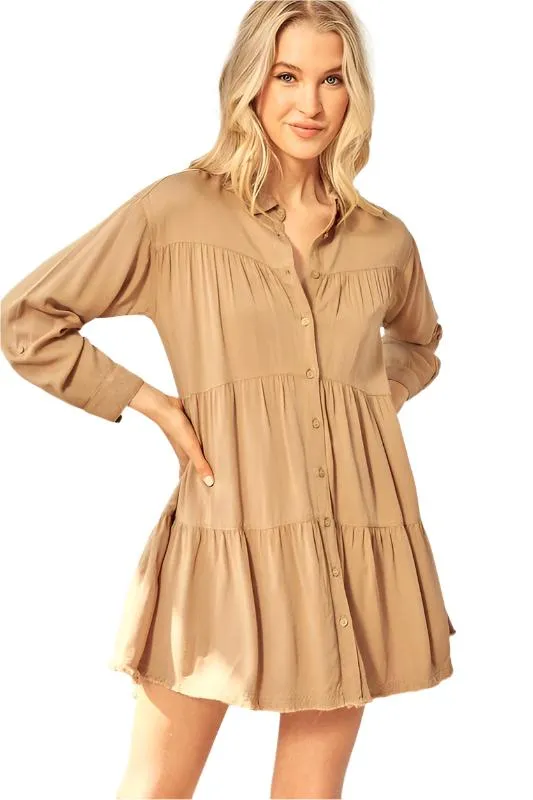 TEEK - Tiered Mini Shirtdress