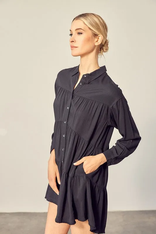 TEEK - Tiered Mini Shirtdress