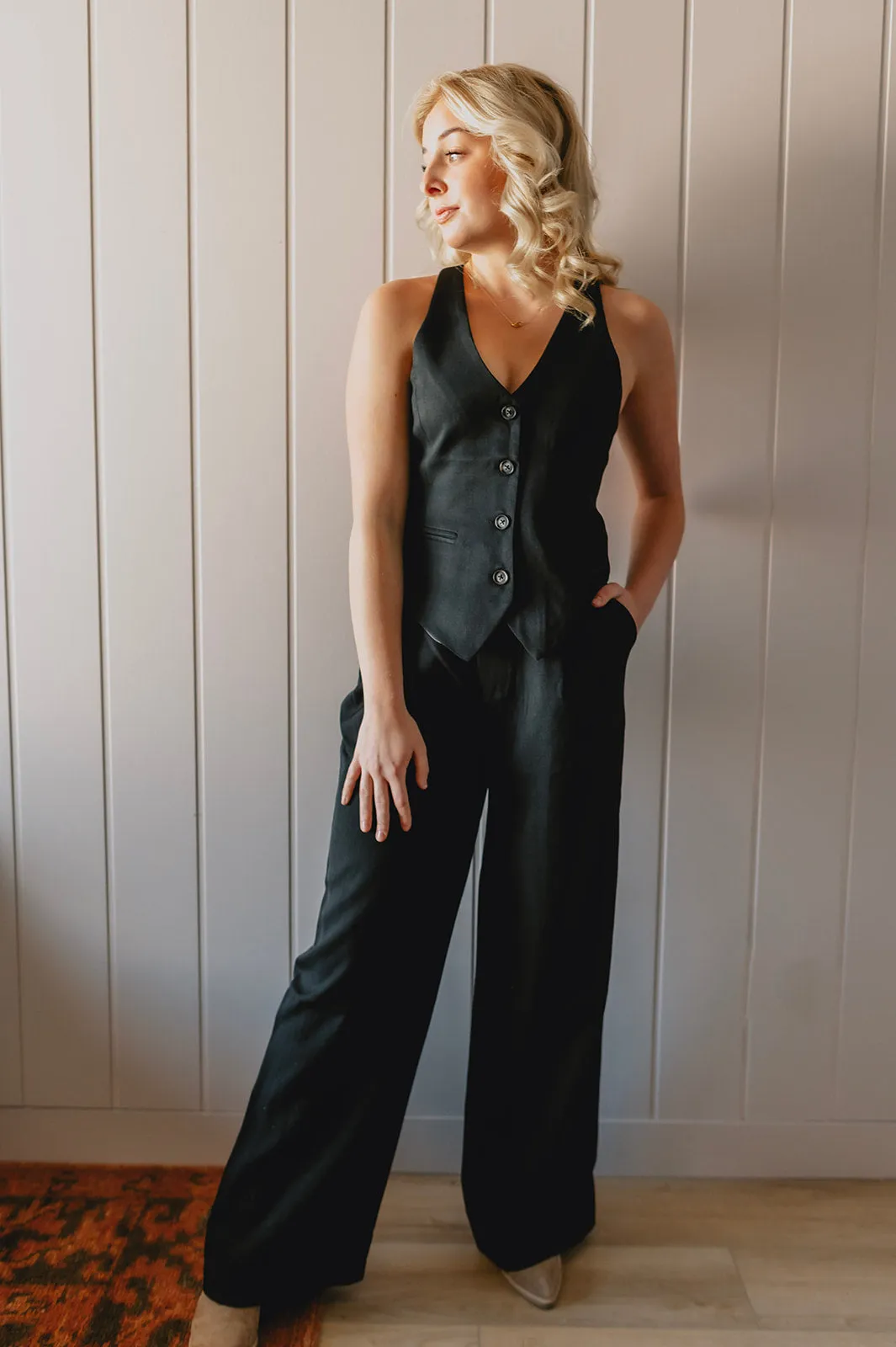 The Isabella Wide Leg Pant - Black