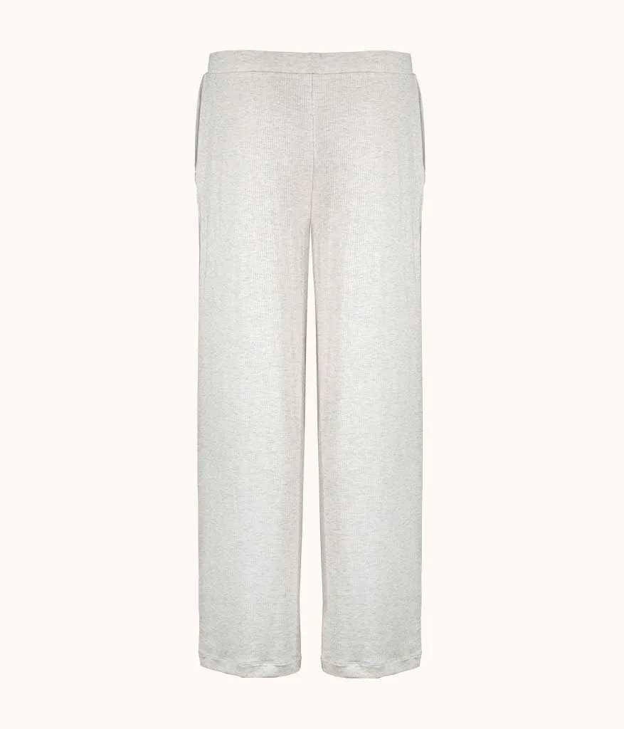 The Ribbed Lounge Pant: Heathered Oat