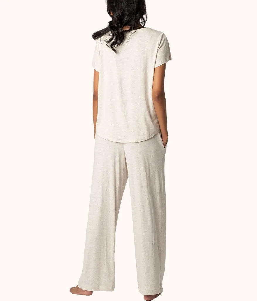 The Ribbed Lounge Pant: Heathered Oat