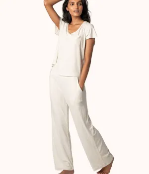 The Ribbed Lounge Pant: Heathered Oat