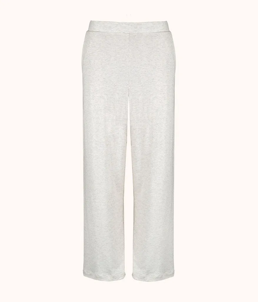 The Ribbed Lounge Pant: Heathered Oat