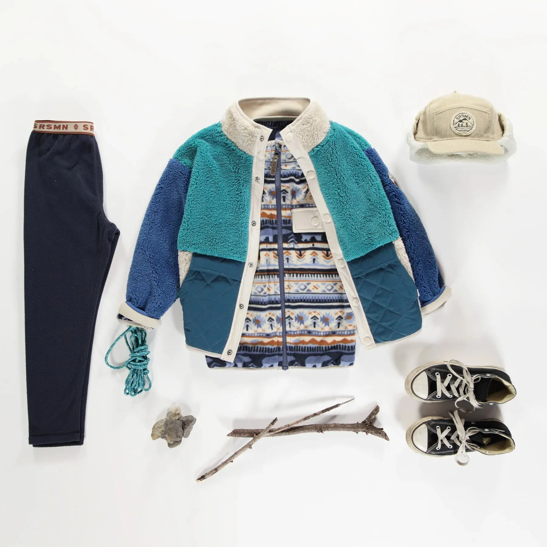 The Sherpa High Neck Jacket - Turquoise   Blue - KIDS