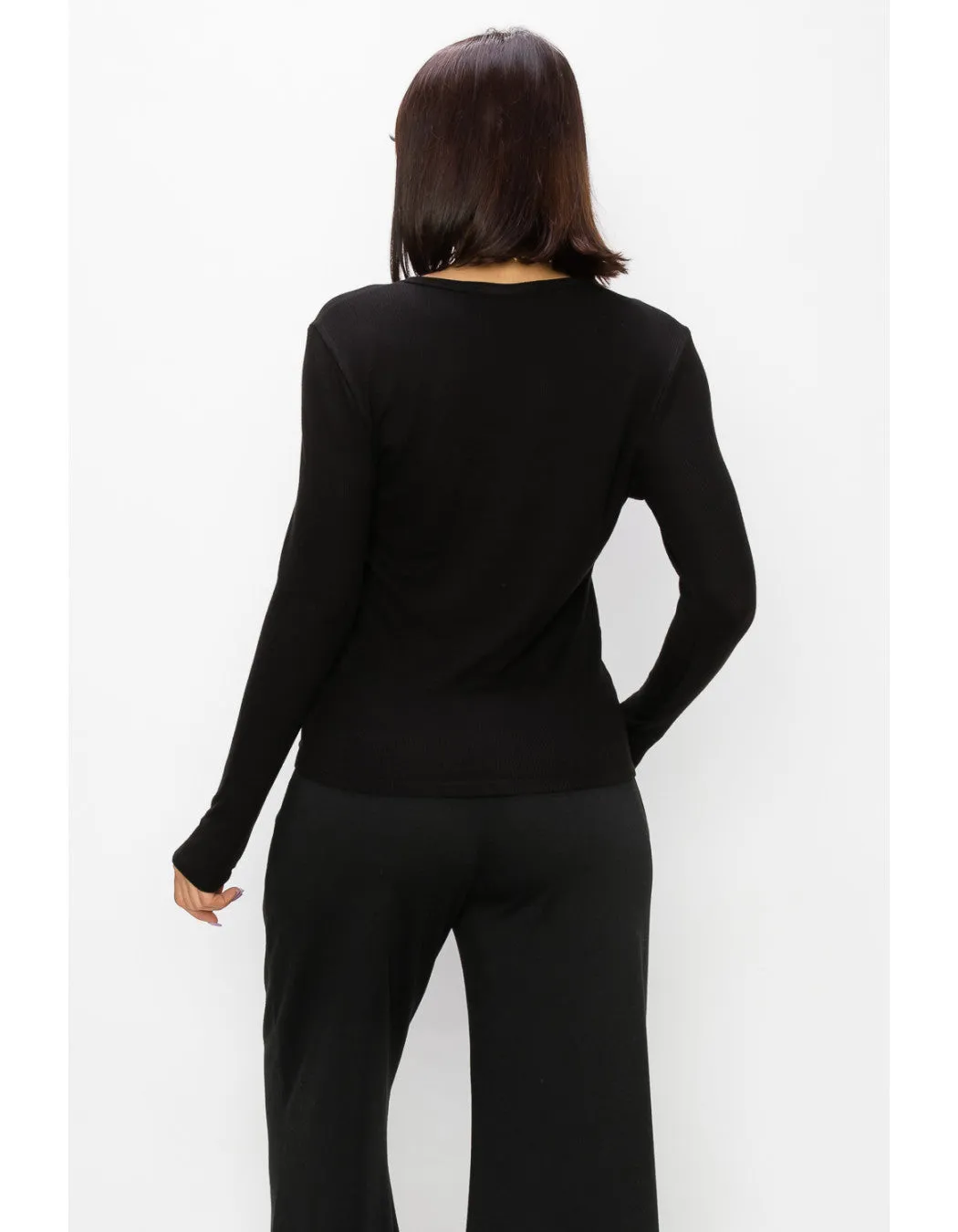 Thermal Long Sleeve Henley Black