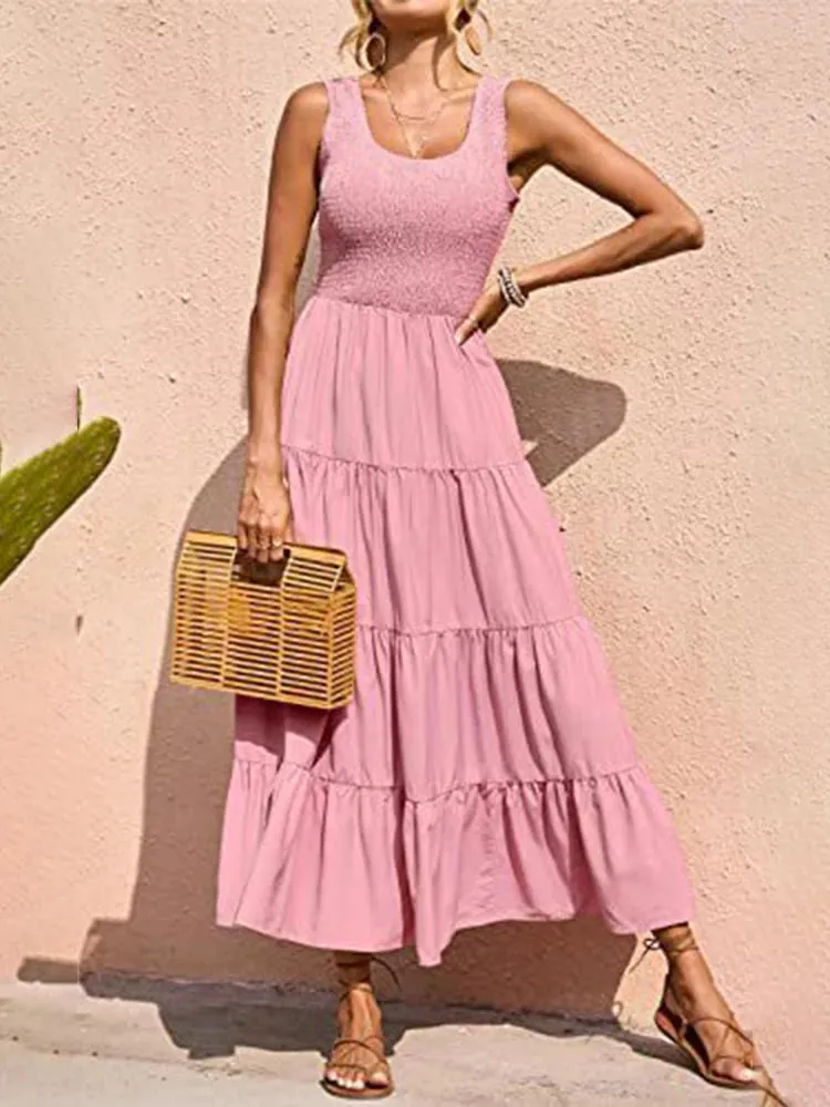 Trendy Ruffled Sleeveless Maxi Dress